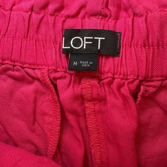 Loft Shorts Women’s Linen Blend Hot Pink Embroidered Pleated Size Medium - Picture 4 of 8